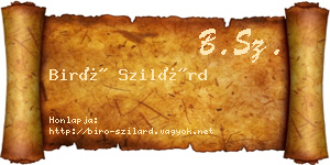 Biró Szilárd névjegykártya